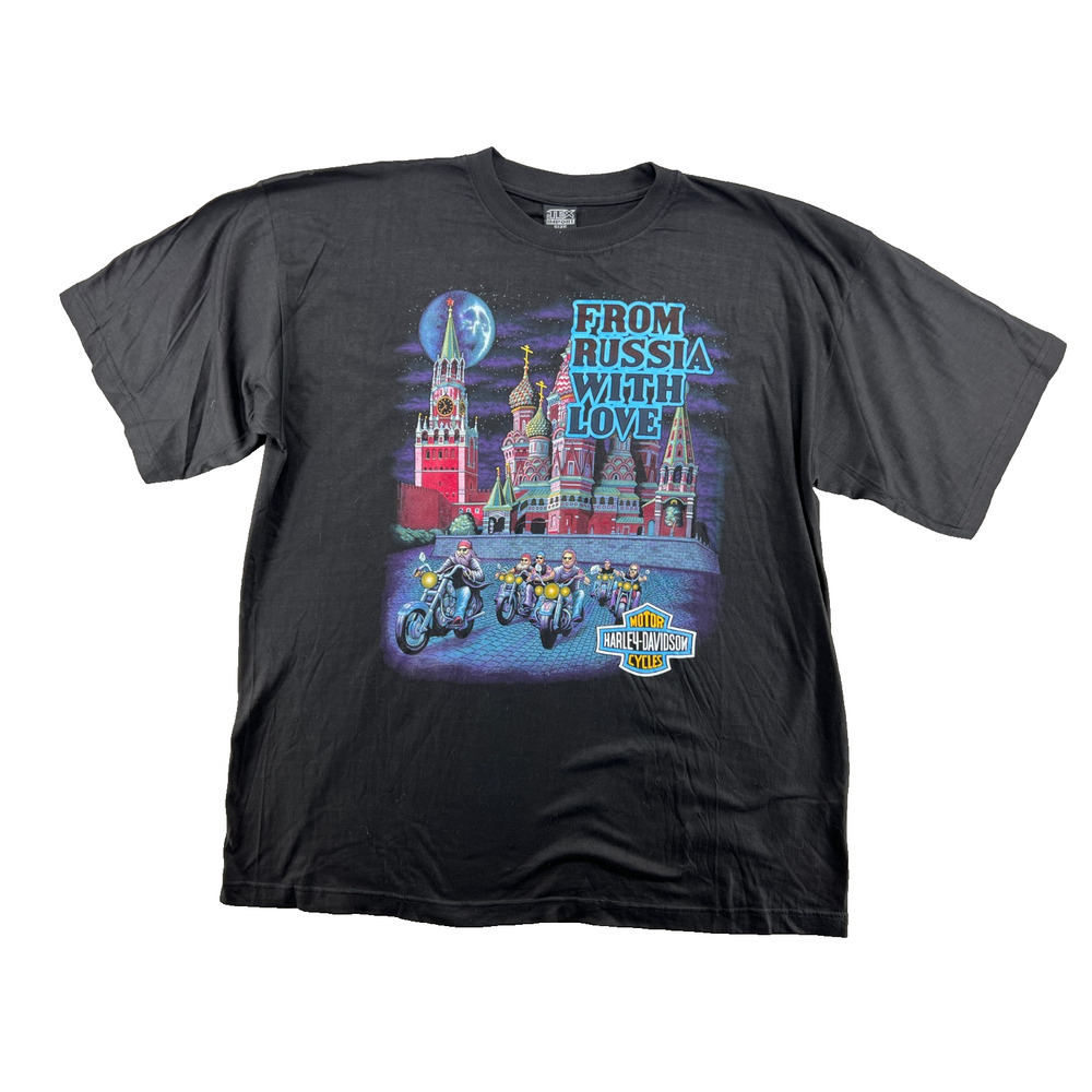 Vintage Style Harley Davidson From Russia With Love Tee XXL Moscow Graphic